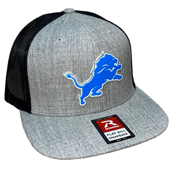 Detroit Lions 3D PVC Patch Flat Bill Hat- Heather Grey/ Black - Picture 3 of 4